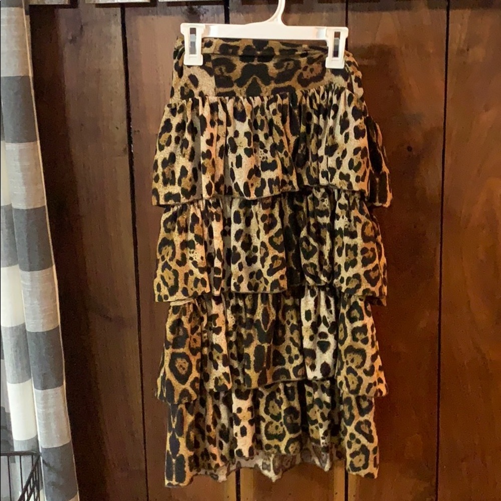 Leopard ruffle skirt